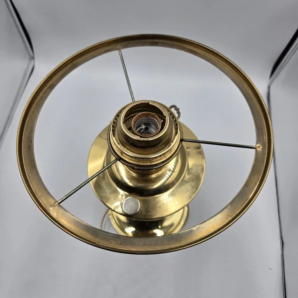 Antique vtg oil kerosene Lamp electrified Brass Base No Shade Unmarked MCM works